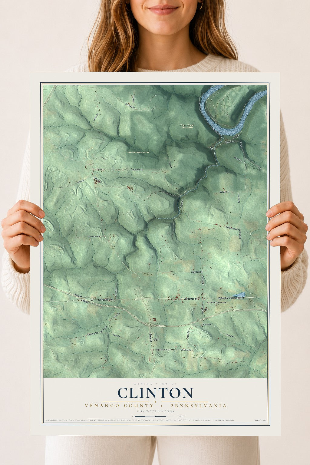 Map of Clinton, Venango County, Pennsylvania, 18 x 24 inch unframed archival matte print