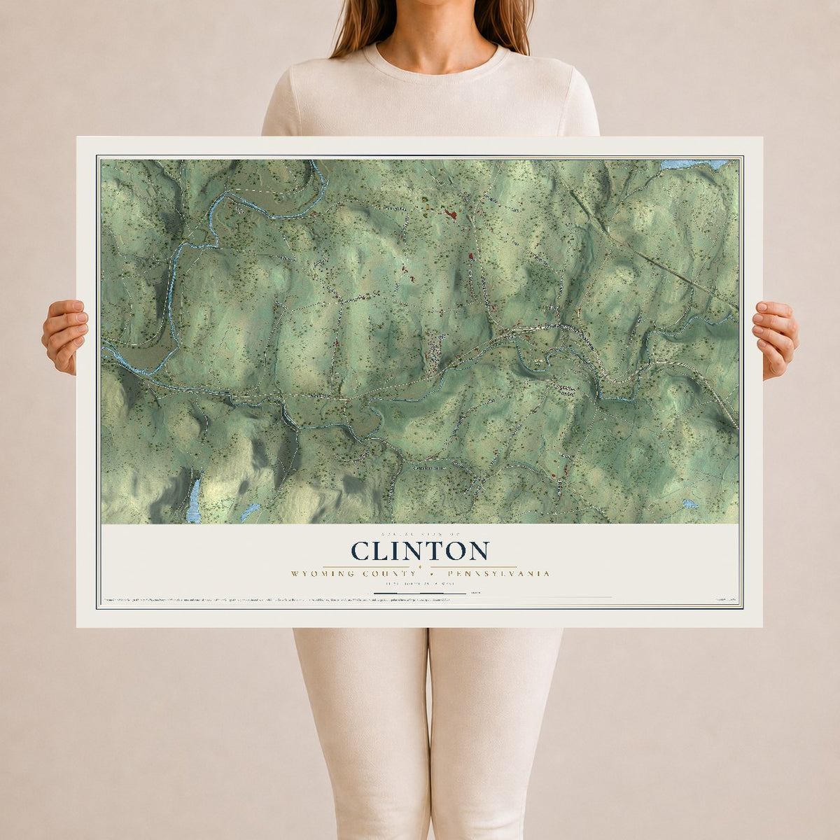 Map of Clinton, Wyoming County, Pennsylvania, 24 x 36 inch unframed archival matte print