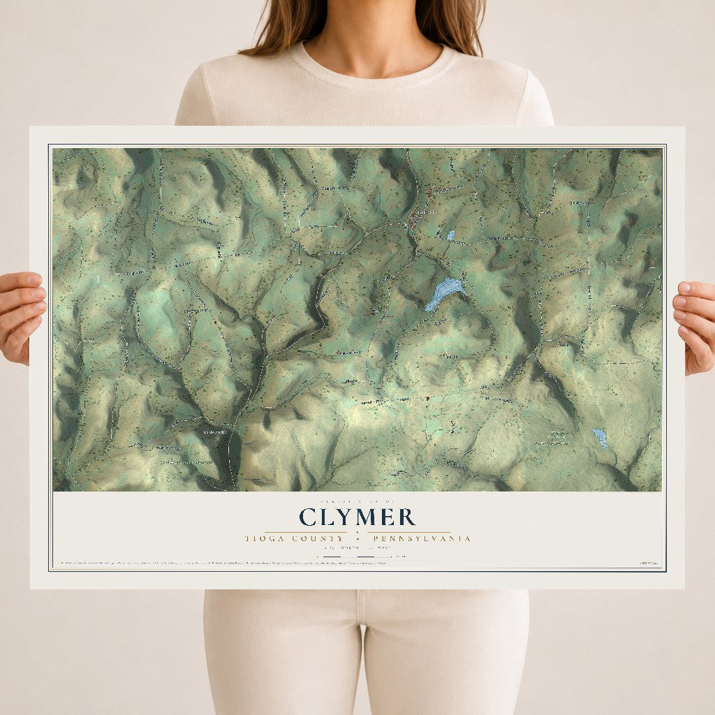 Map of Clymer, Tioga County, Pennsylvania, 18 x 24 inch unframed archival matte print
