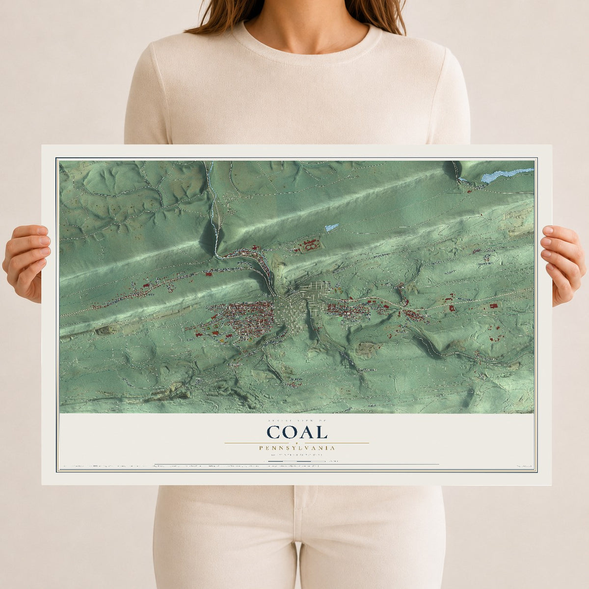 Map of Coal, Pennsylvania, 12 x 18 inch unframed archival matte print