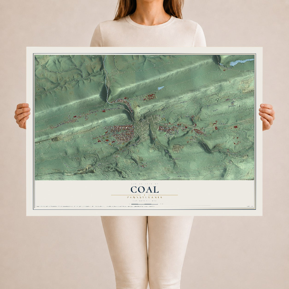 Map of Coal, Pennsylvania, 24 x 36 inch unframed archival matte print