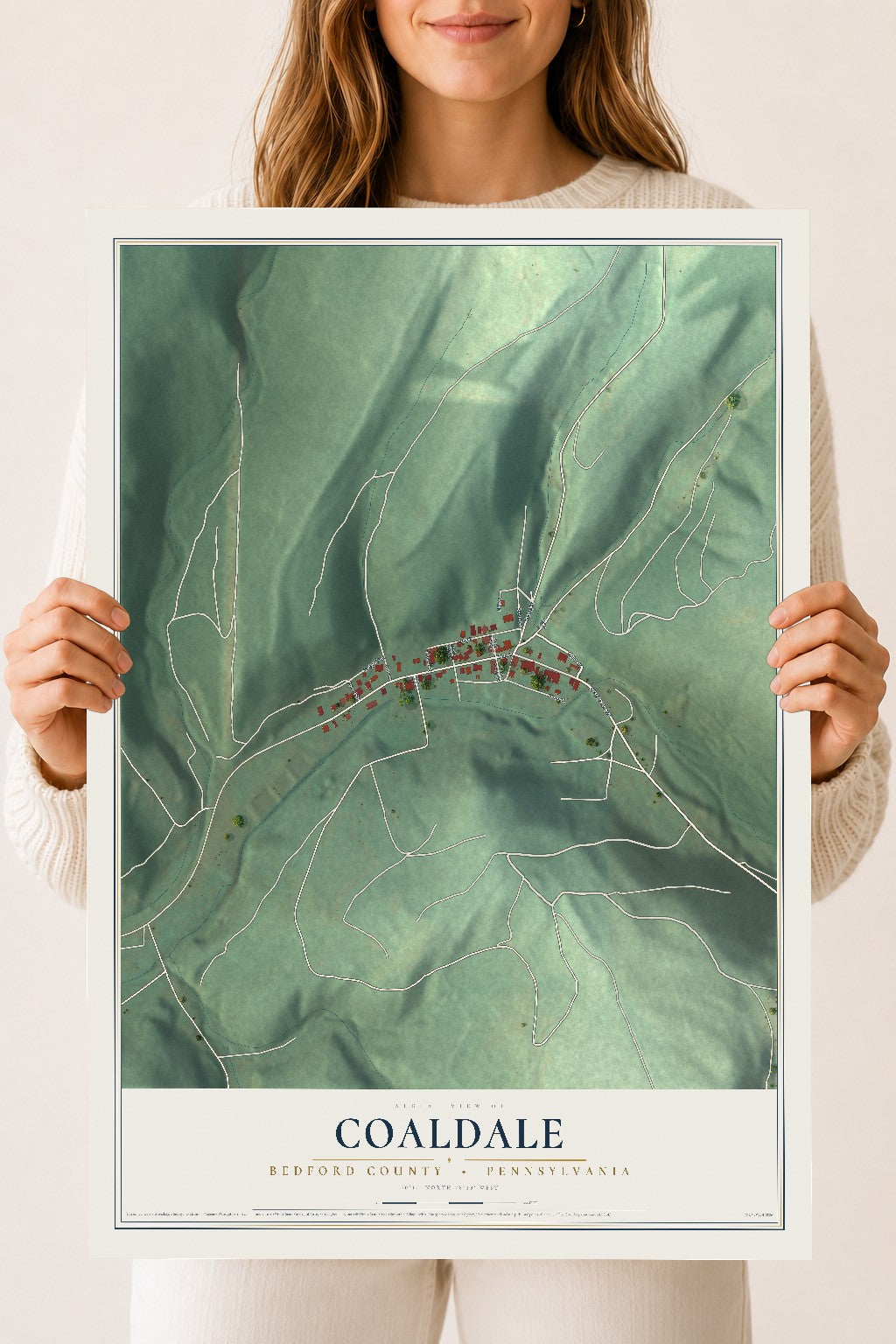 Map of Coaldale, Bedford County, Pennsylvania, 18 x 24 inch unframed archival matte print