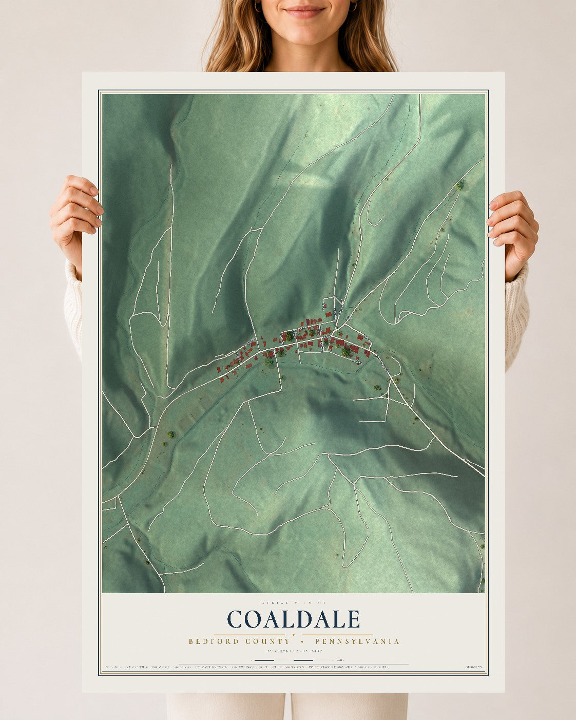 Map of Coaldale, Bedford County, Pennsylvania, 24 x 36 inch unframed archival matte print
