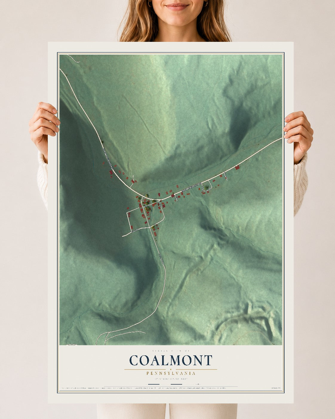 Map of Coalmont, Pennsylvania, 24 x 36 inch unframed archival matte print