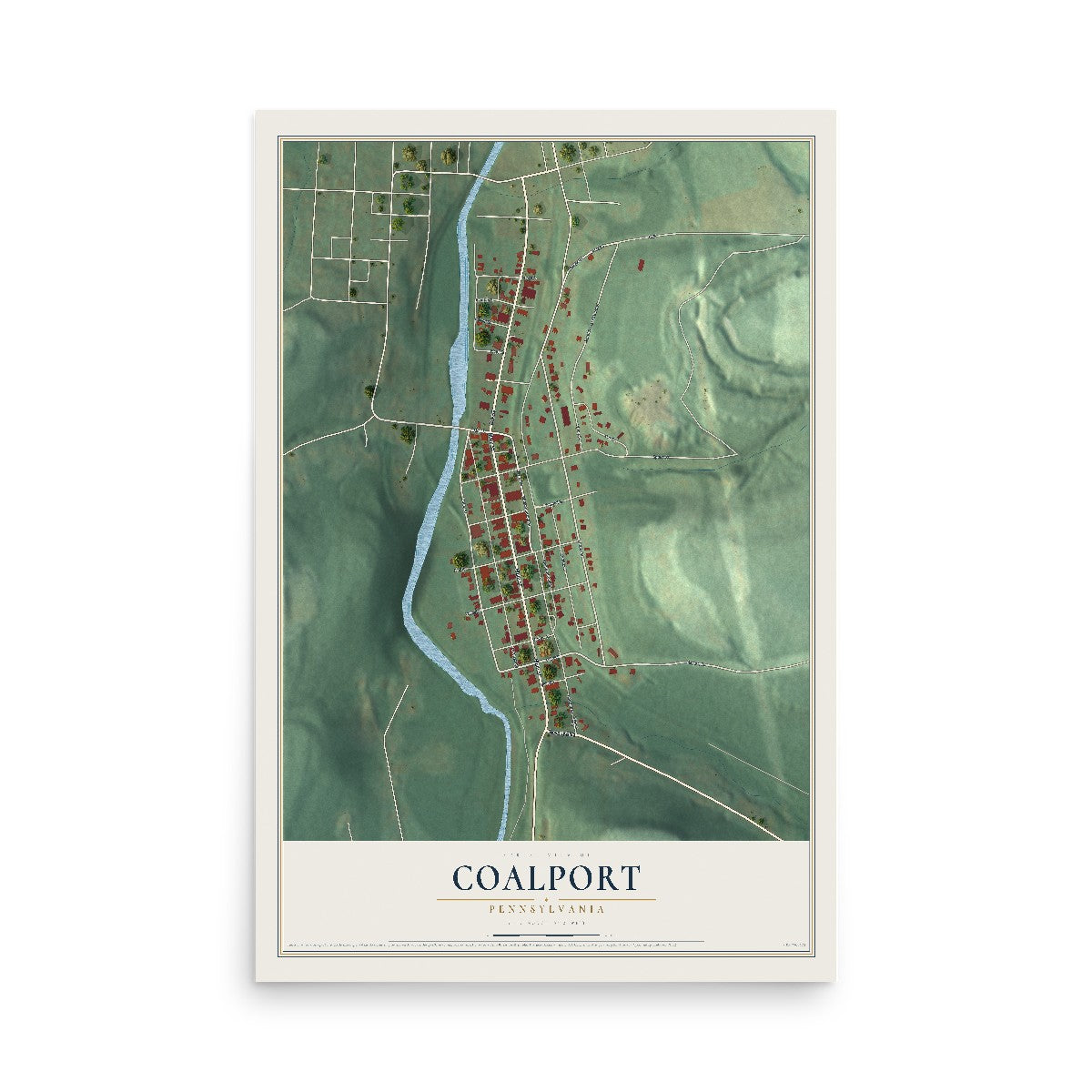 Map of Coalport, Pennsylvania, 12 x 18 inch unframed archival matte print