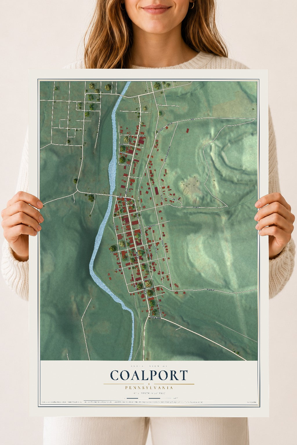 Map of Coalport, Pennsylvania, 18 x 24 inch unframed archival matte print