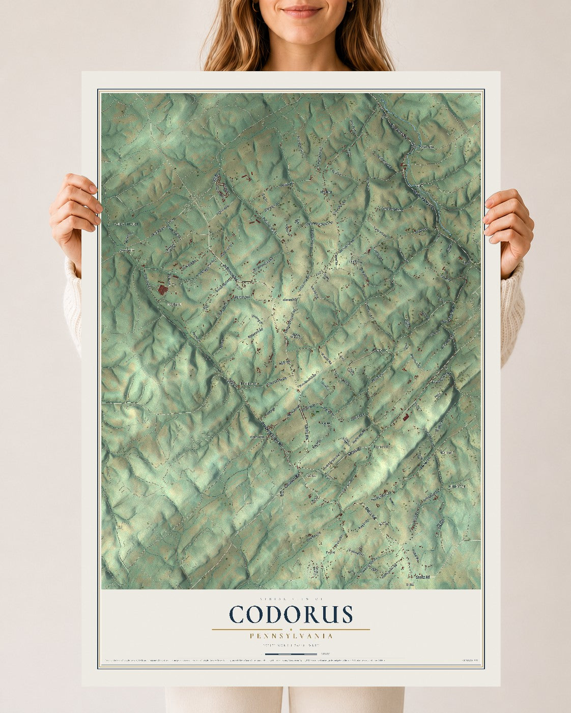 Map of Codorus, Pennsylvania, 24 x 36 inch unframed archival matte print