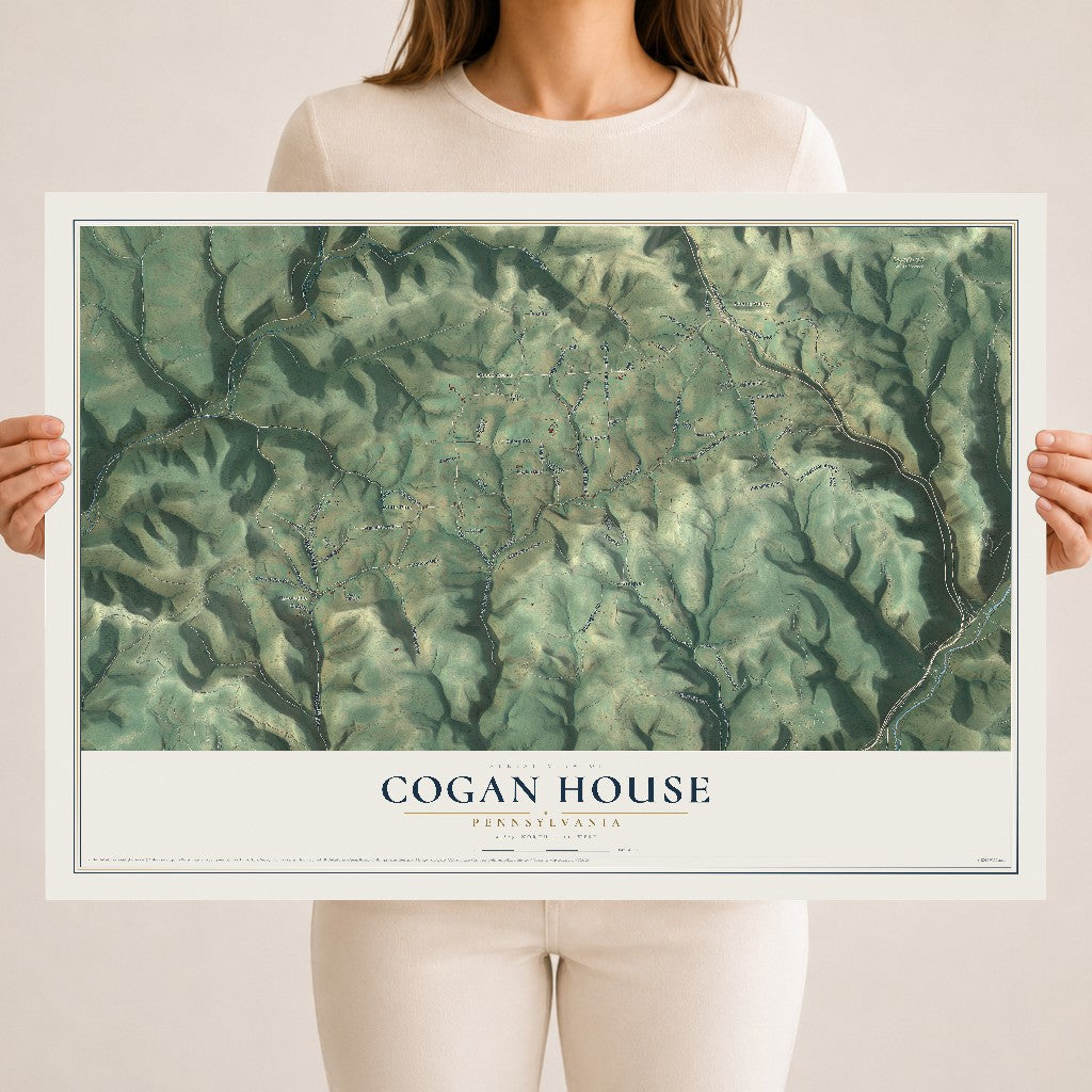 Map of Cogan House, Pennsylvania, 18 x 24 inch unframed archival matte print
