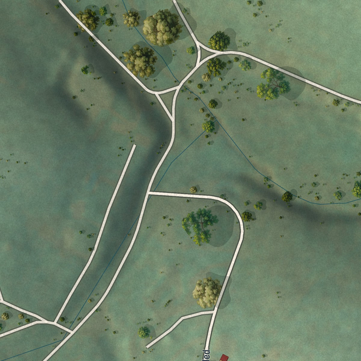Second close-up of the map of Cokeburg, Pennsylvania print showing more streets and buildings