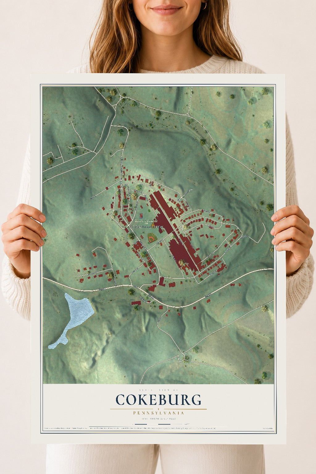 Map of Cokeburg, Pennsylvania, 18 x 24 inch unframed archival matte print