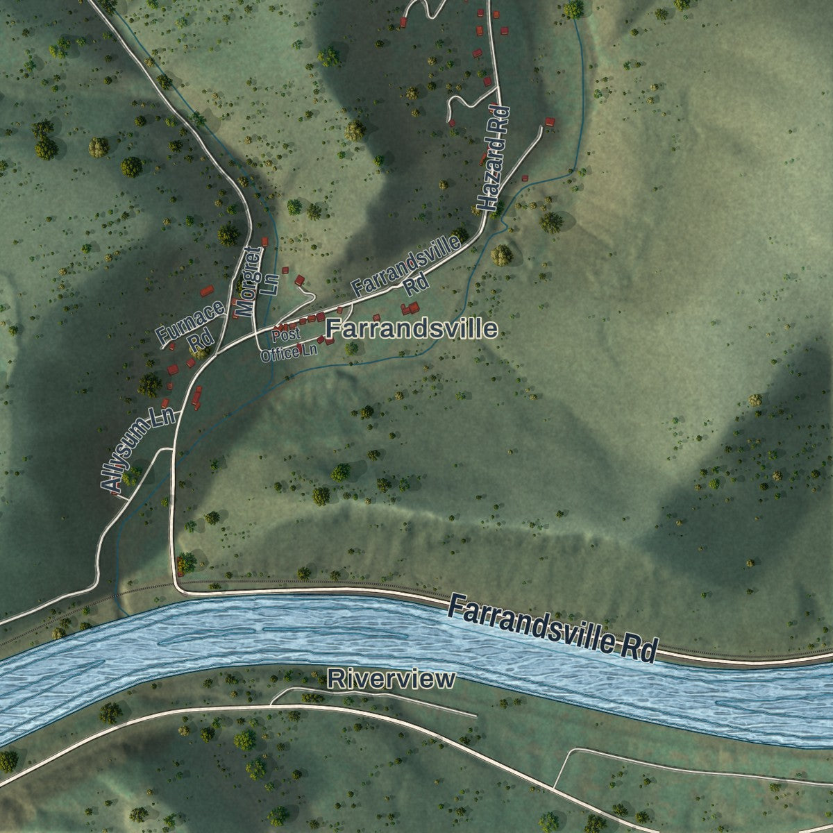 Second close-up of the map of Colebrook, Pennsylvania print showing more streets and buildings