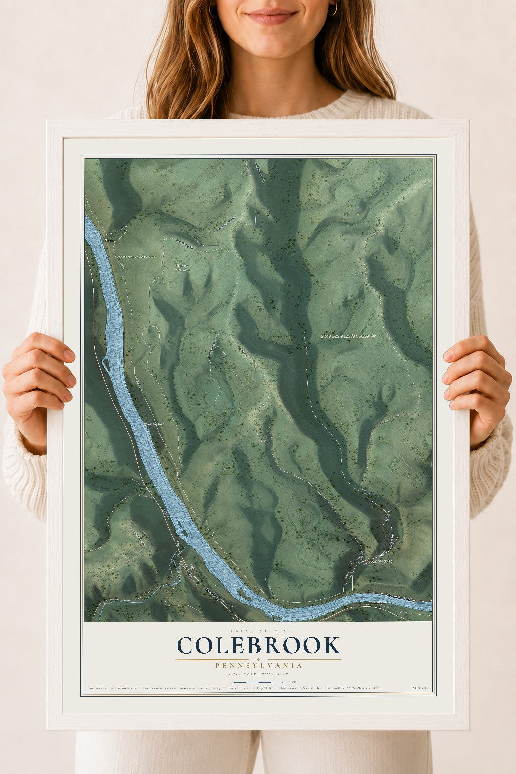 Map of Colebrook, Pennsylvania, 18 x 24 inch print in a white wood frame
