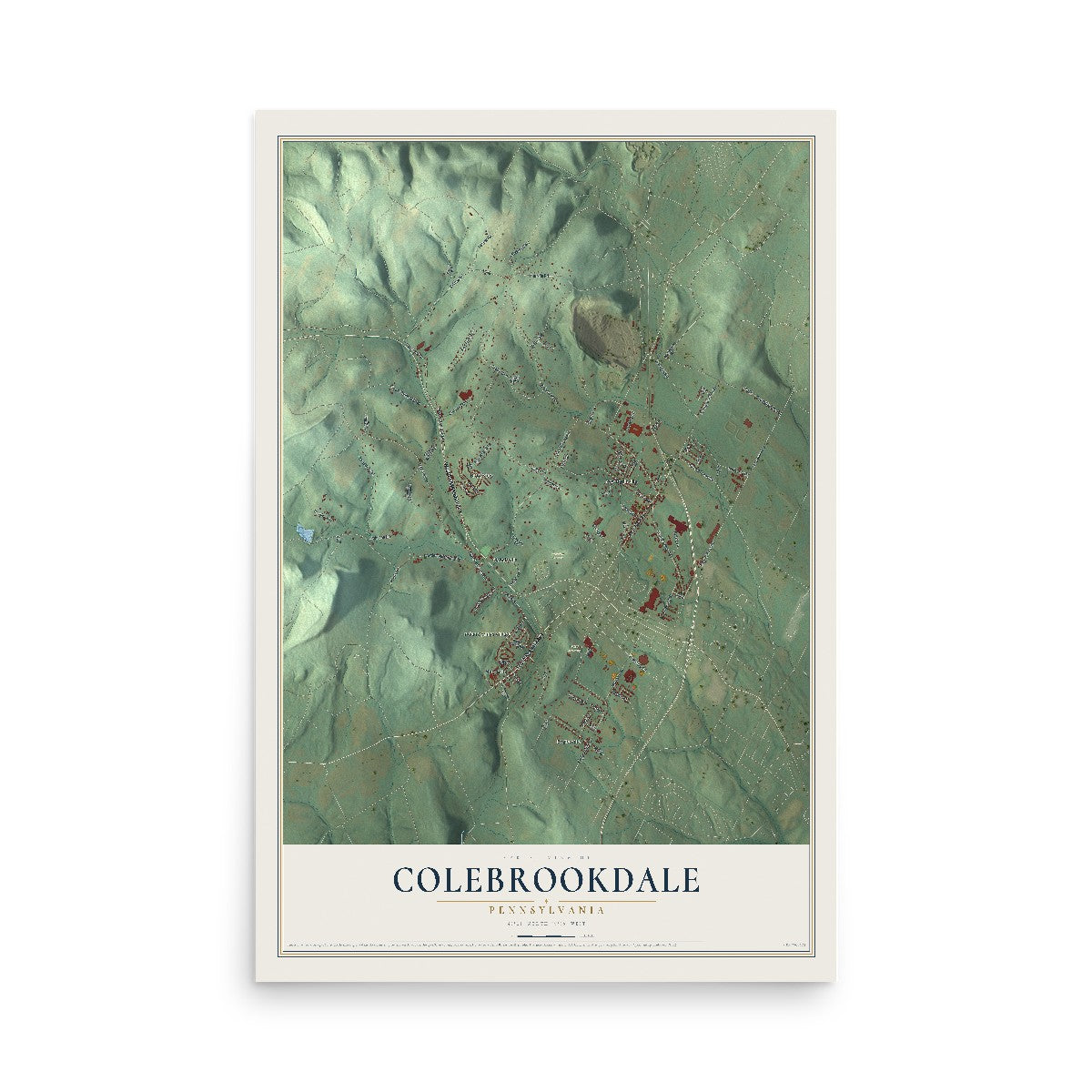 Map of Colebrookdale, Pennsylvania, 12 x 18 inch unframed archival matte print