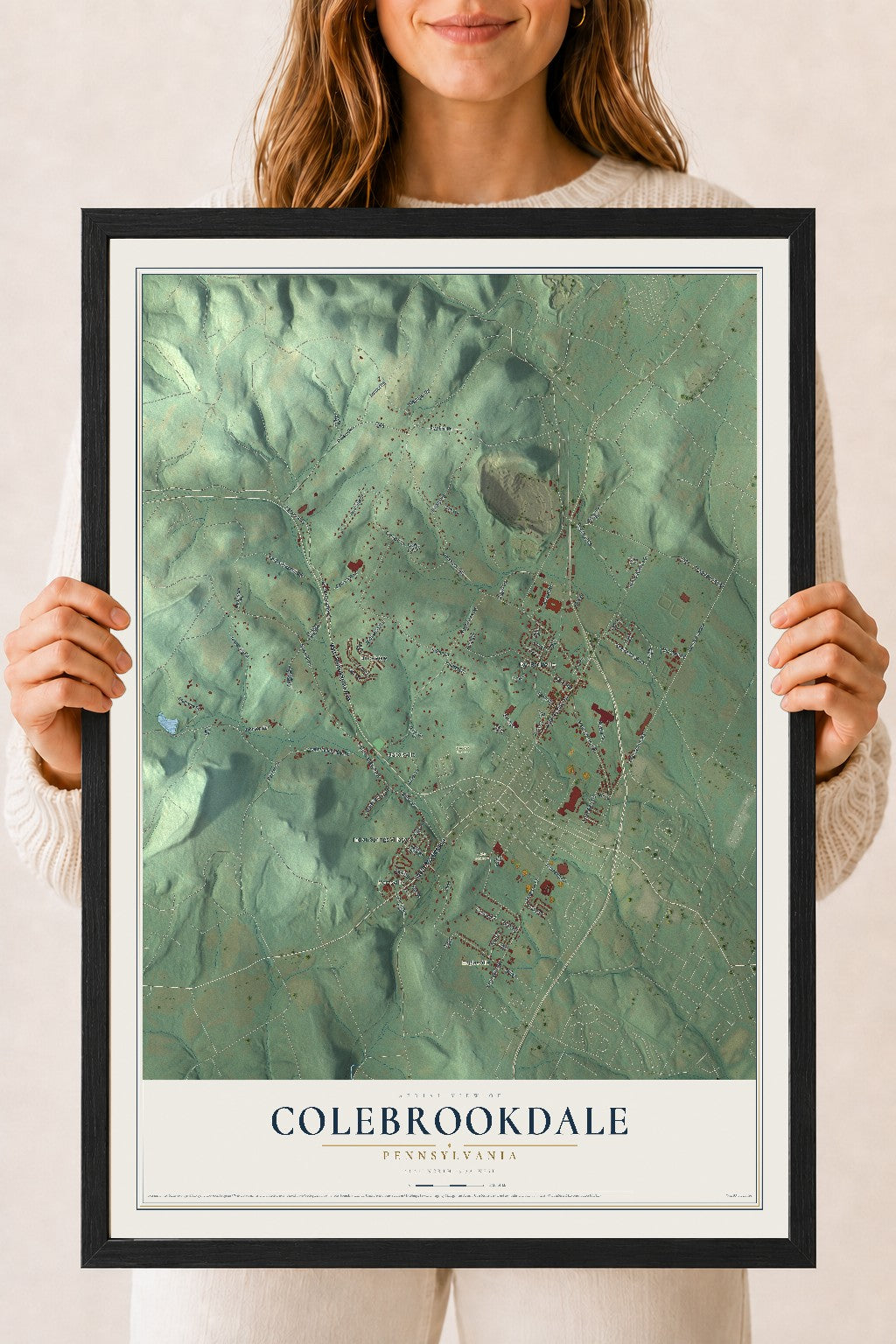 Map of Colebrookdale, Pennsylvania, 18 x 24 inch print in a black wood frame