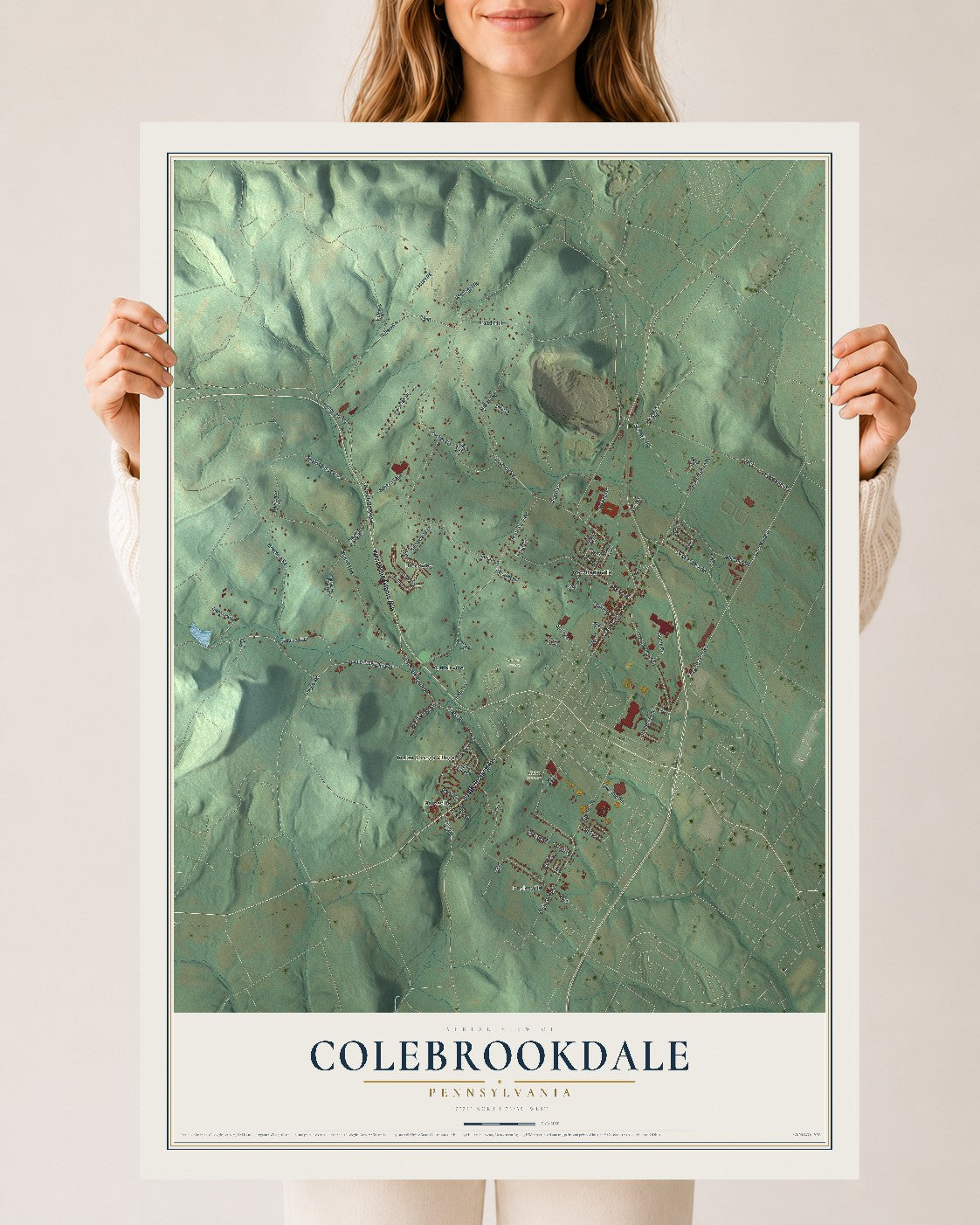 Map of Colebrookdale, Pennsylvania, 24 x 36 inch unframed archival matte print