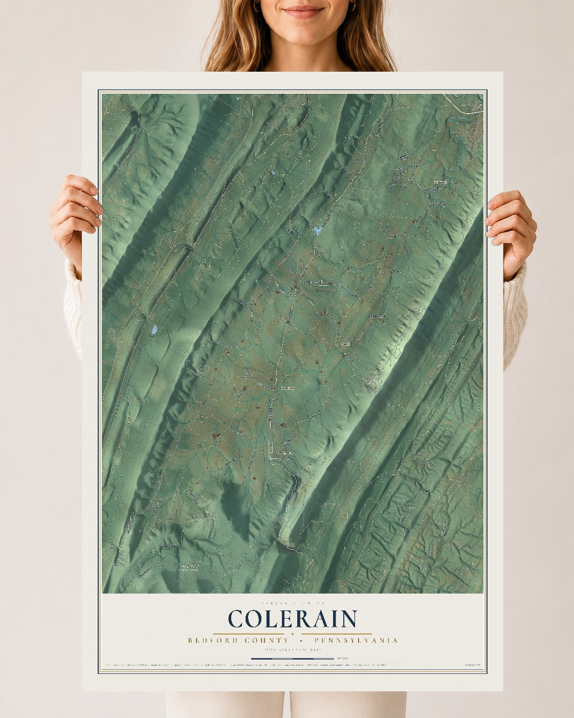 Map of Colerain, Bedford County, Pennsylvania, 24 x 36 inch unframed archival matte print