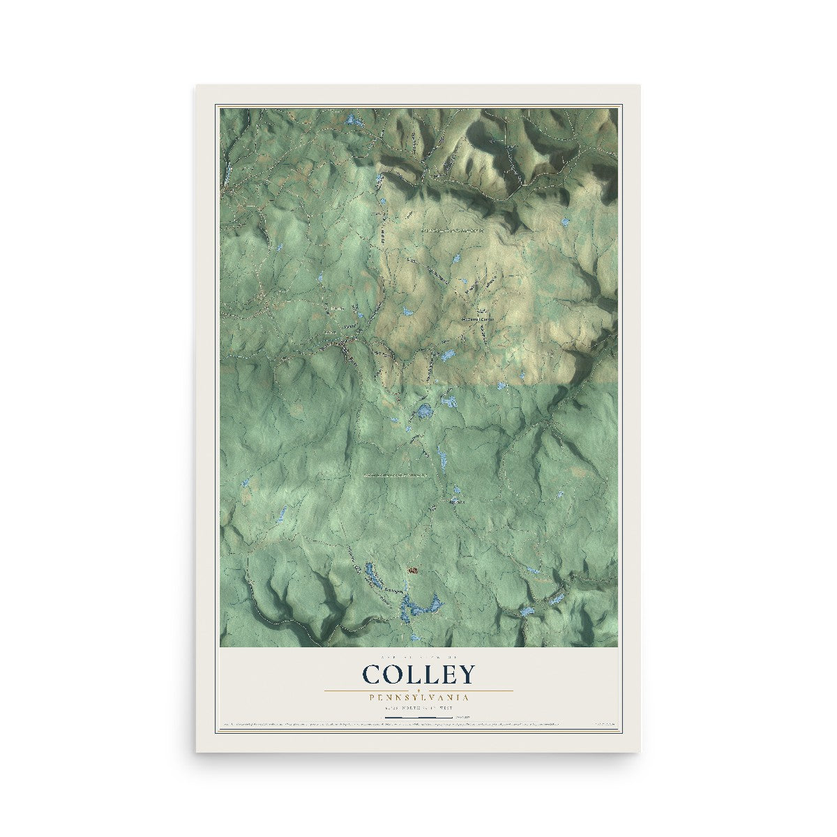 Map of Colley, Pennsylvania, 12 x 18 inch unframed archival matte print