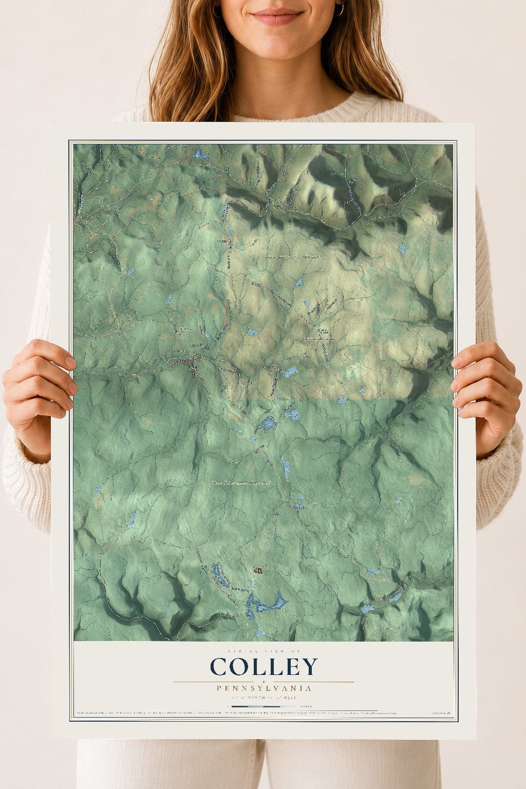 Map of Colley, Pennsylvania, 18 x 24 inch unframed archival matte print
