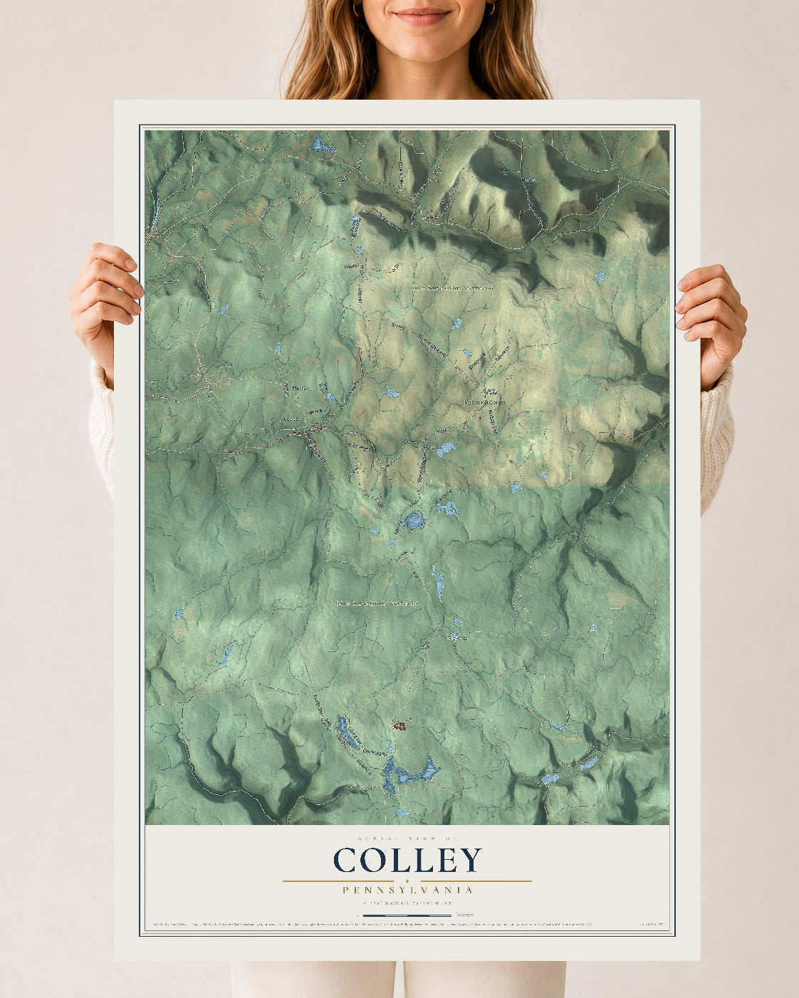 Map of Colley, Pennsylvania, 24 x 36 inch unframed archival matte print