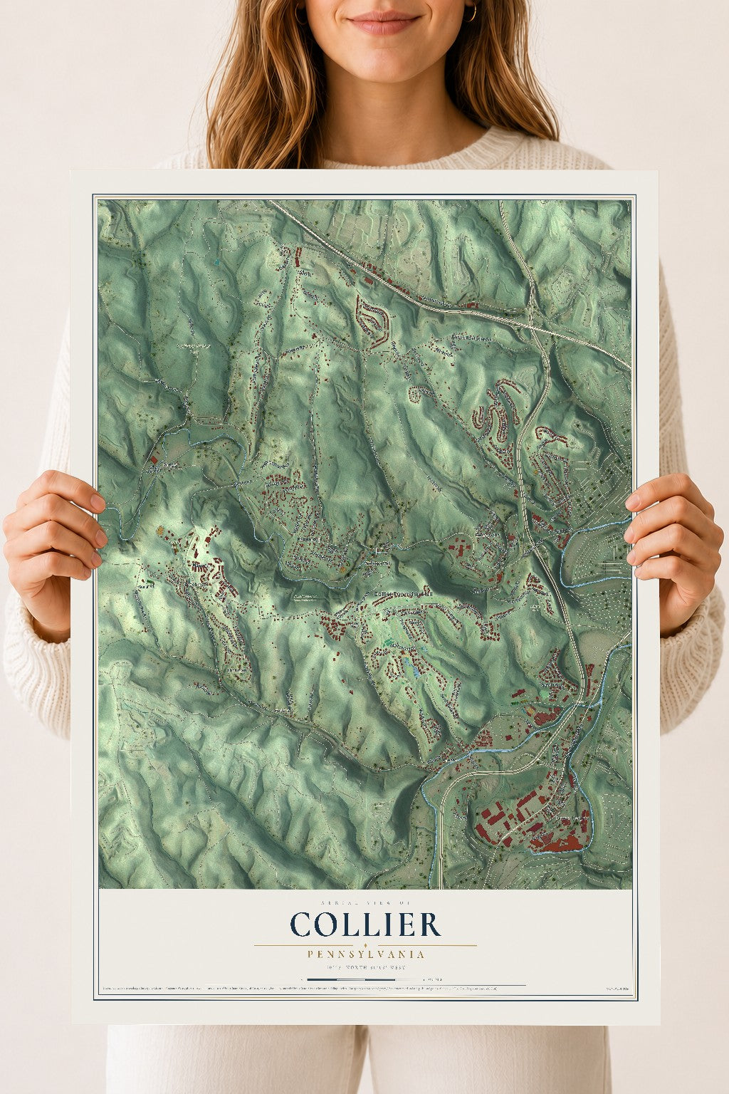 Map of Collier, Pennsylvania, 18 x 24 inch unframed archival matte print