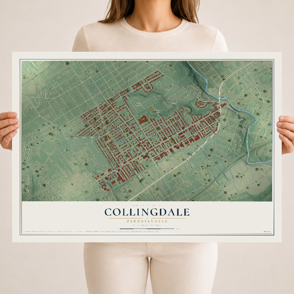 Map of Collingdale, Pennsylvania, 18 x 24 inch unframed archival matte print