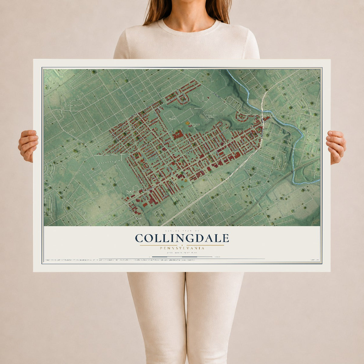 Map of Collingdale, Pennsylvania, 24 x 36 inch unframed archival matte print