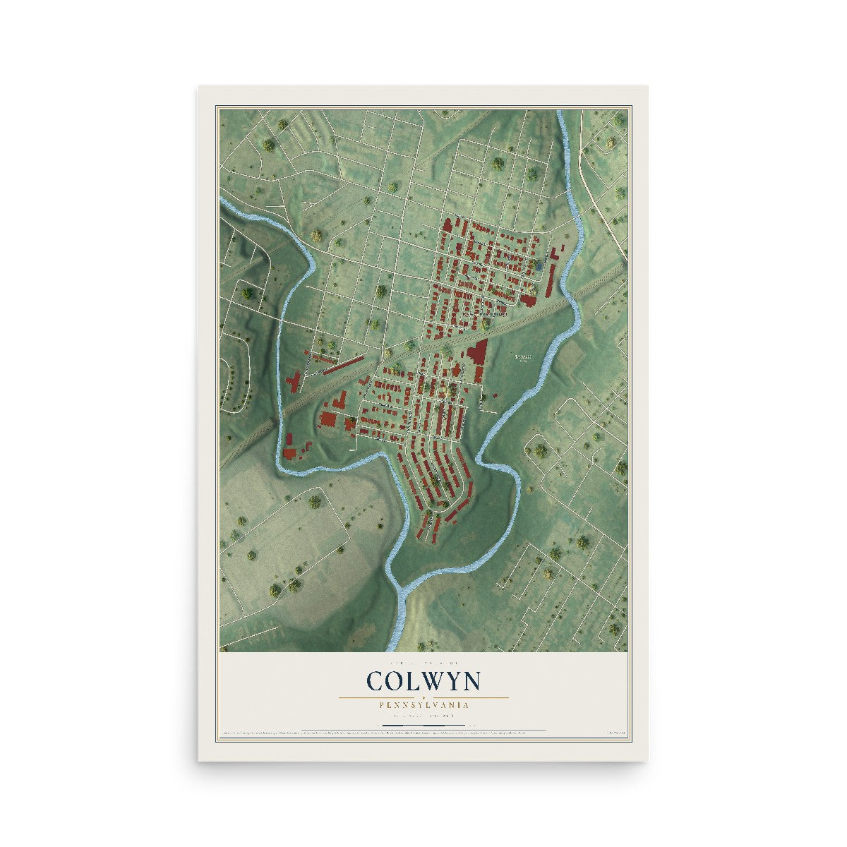 Map of Colwyn, Pennsylvania, 12 x 18 inch unframed archival matte print