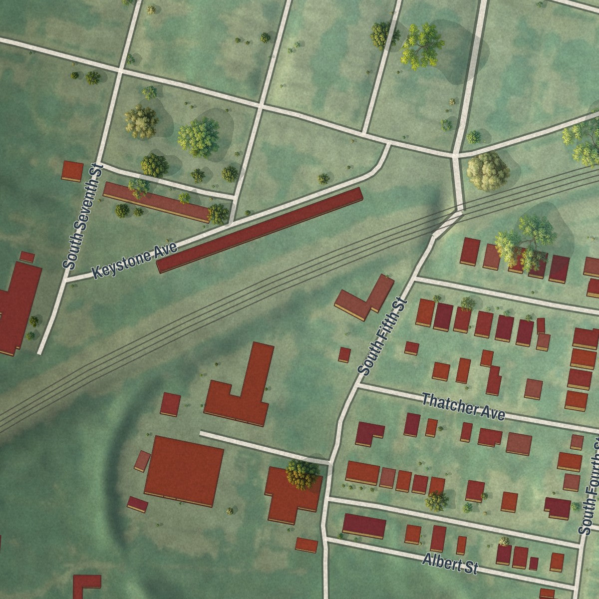 Second close-up of the map of Colwyn, Pennsylvania print showing more streets and buildings