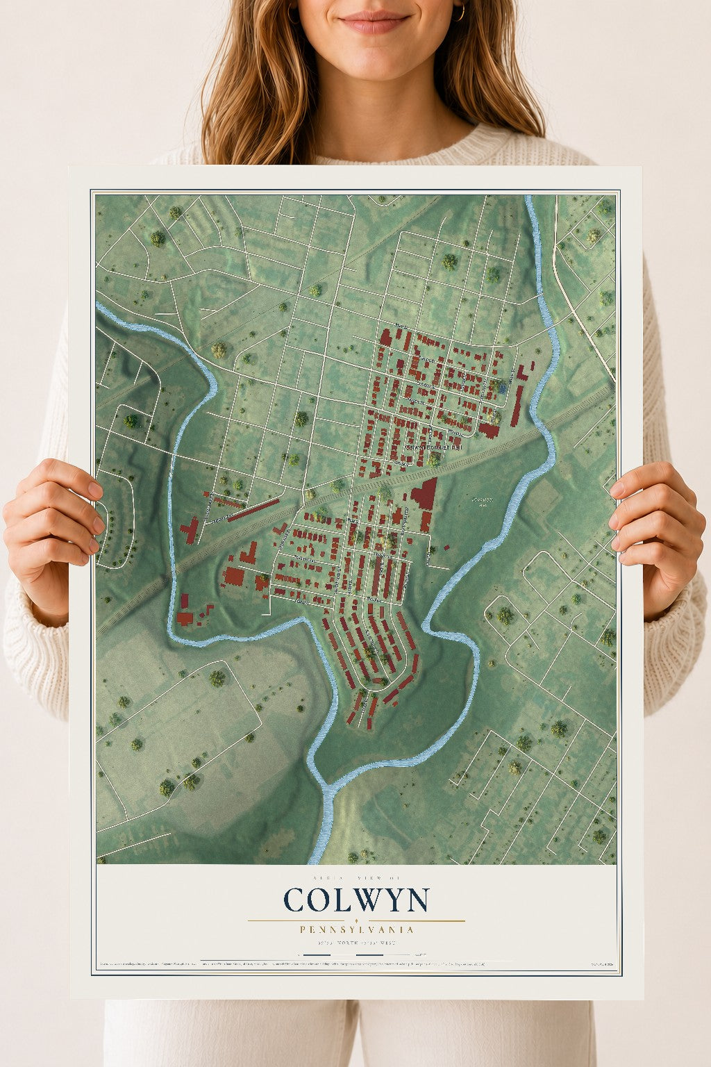 Map of Colwyn, Pennsylvania, 18 x 24 inch unframed archival matte print