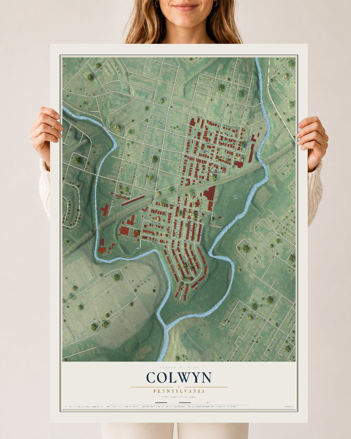 Map of Colwyn, Pennsylvania, 24 x 36 inch unframed archival matte print