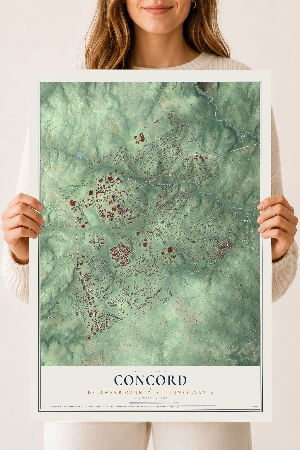 Map of Concord, Delaware County, Pennsylvania, 18 x 24 inch unframed archival matte print