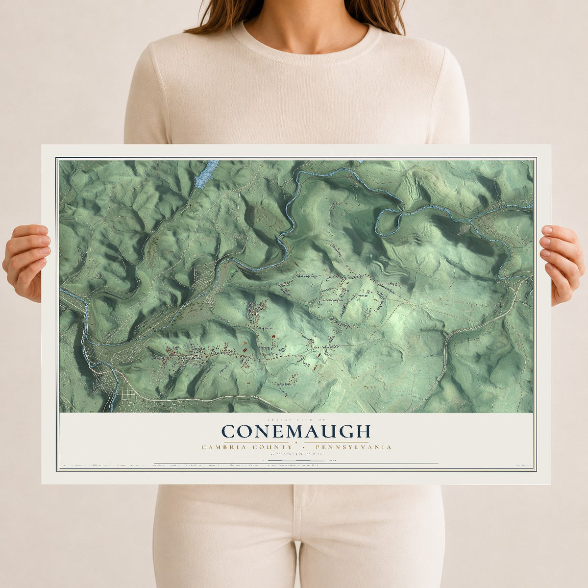 Map of Conemaugh, Cambria County, Pennsylvania, 12 x 18 inch unframed archival matte print