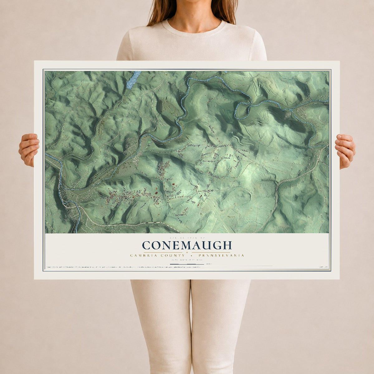 Map of Conemaugh, Cambria County, Pennsylvania, 24 x 36 inch unframed archival matte print