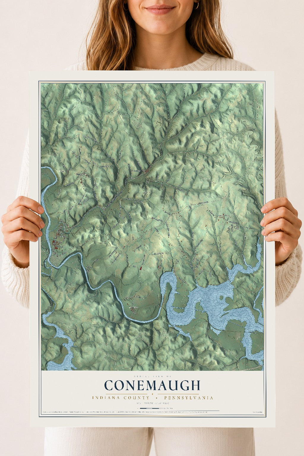 Map of Conemaugh, Indiana County, Pennsylvania, 18 x 24 inch unframed archival matte print