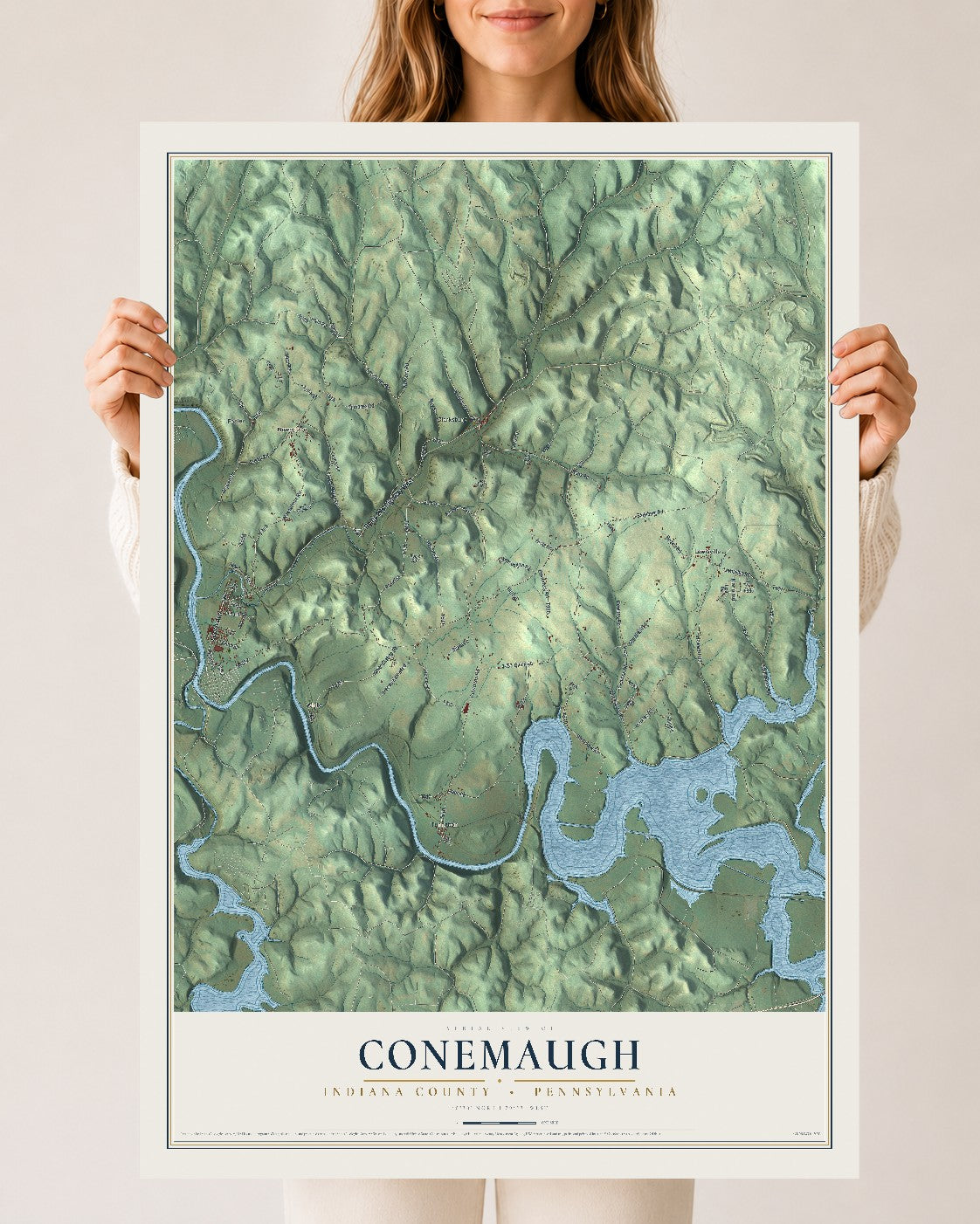 Map of Conemaugh, Indiana County, Pennsylvania, 24 x 36 inch unframed archival matte print