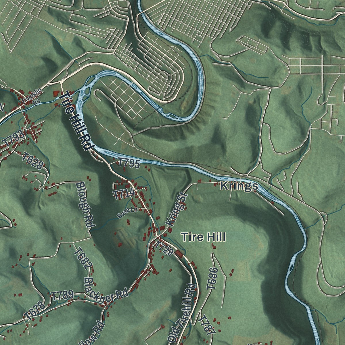 Close-up of the map of Conemaugh, Somerset County, Pennsylvania print showing street and building detail