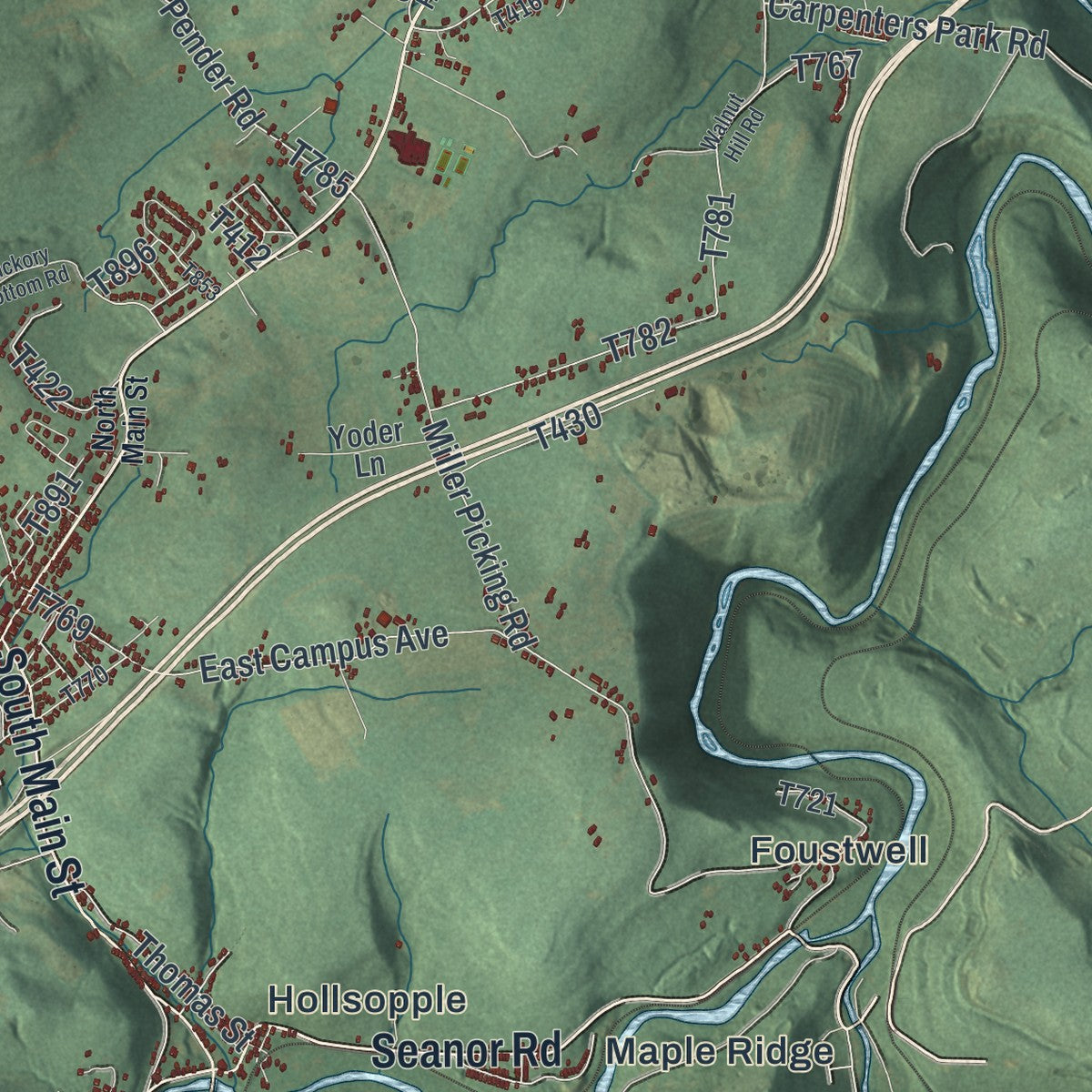 Second close-up of the map of Conemaugh, Somerset County, Pennsylvania print showing more streets and buildings
