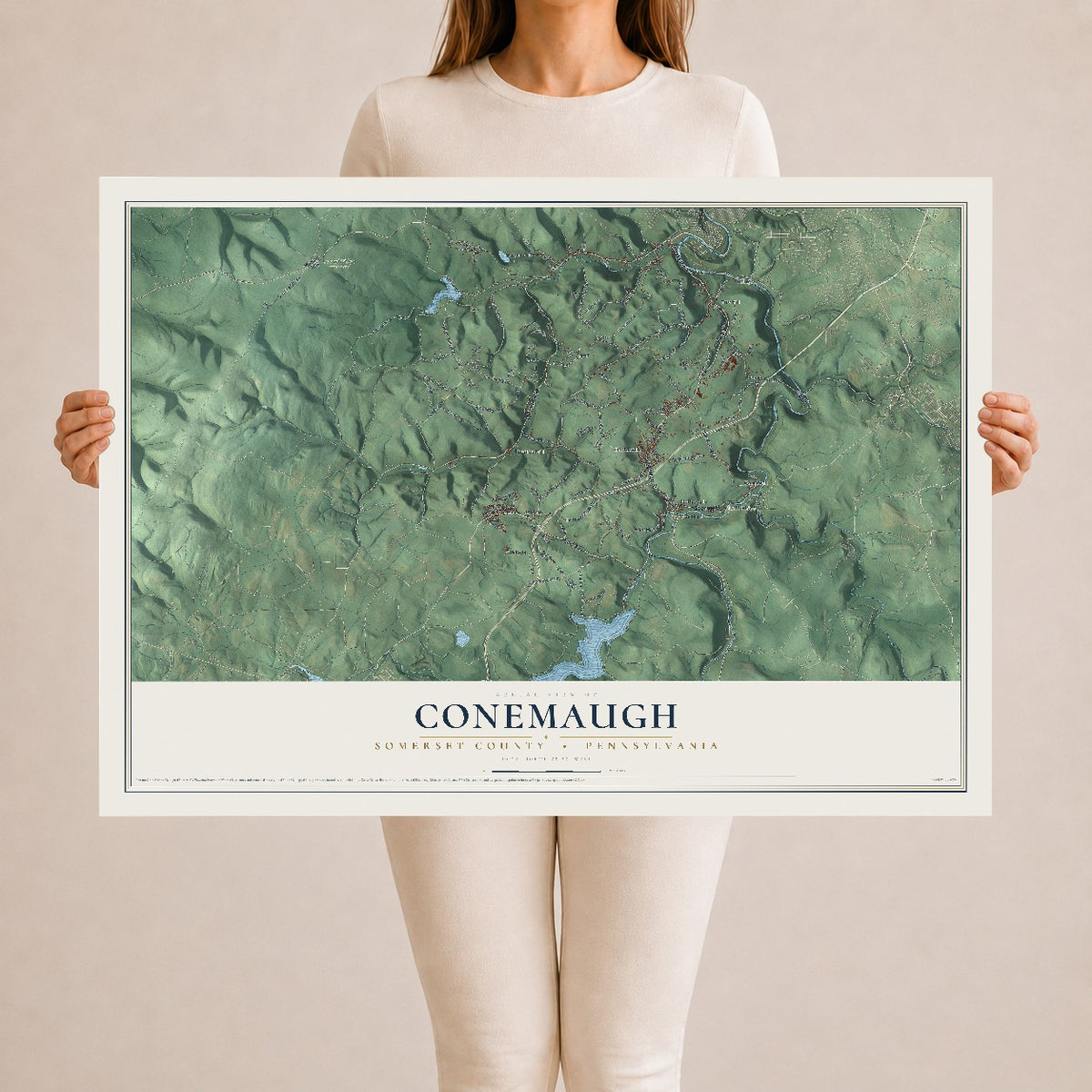 Map of Conemaugh, Somerset County, Pennsylvania, 24 x 36 inch unframed archival matte print