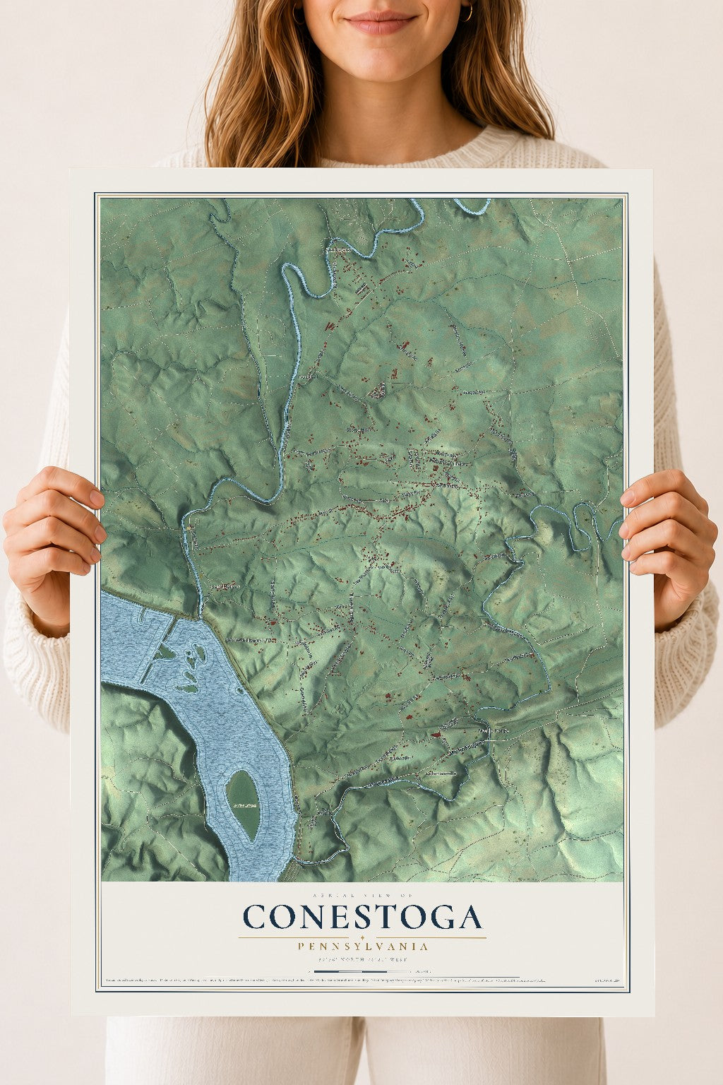Map of Conestoga, Pennsylvania, 18 x 24 inch unframed archival matte print
