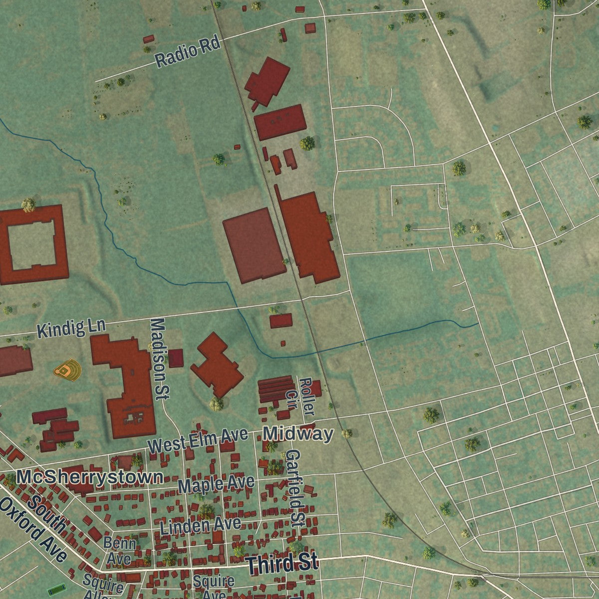 Second close-up of the map of Conewago, Adams County, Pennsylvania print showing more streets and buildings