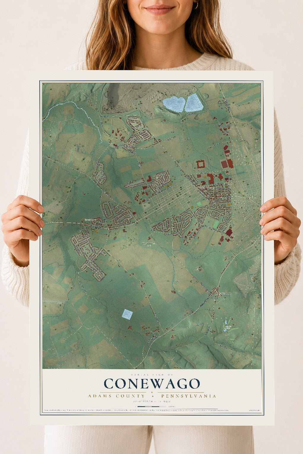 Map of Conewago, Adams County, Pennsylvania, 18 x 24 inch unframed archival matte print
