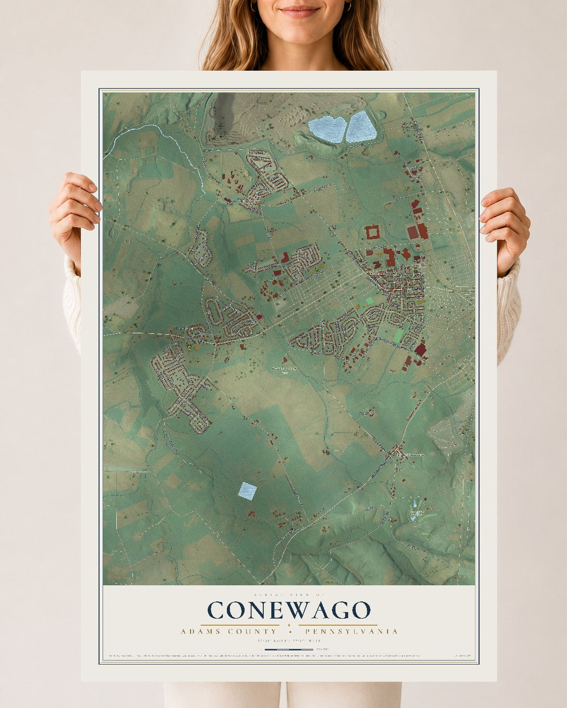 Map of Conewago, Adams County, Pennsylvania, 24 x 36 inch unframed archival matte print