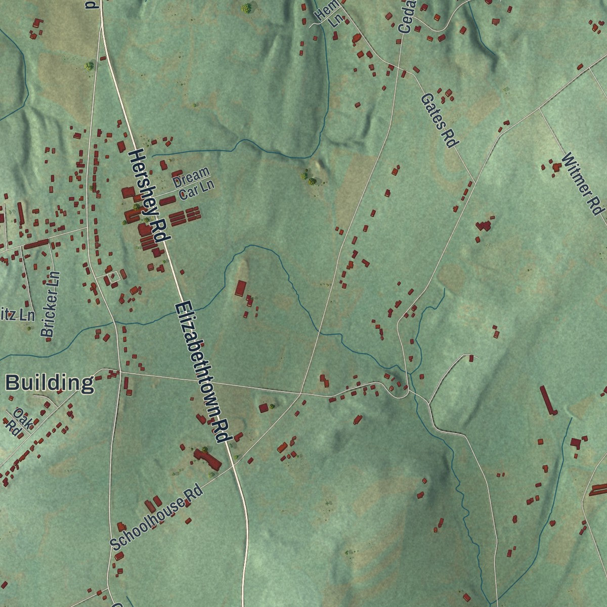 Second close-up of the map of Conewago, Dauphin County, Pennsylvania print showing more streets and buildings