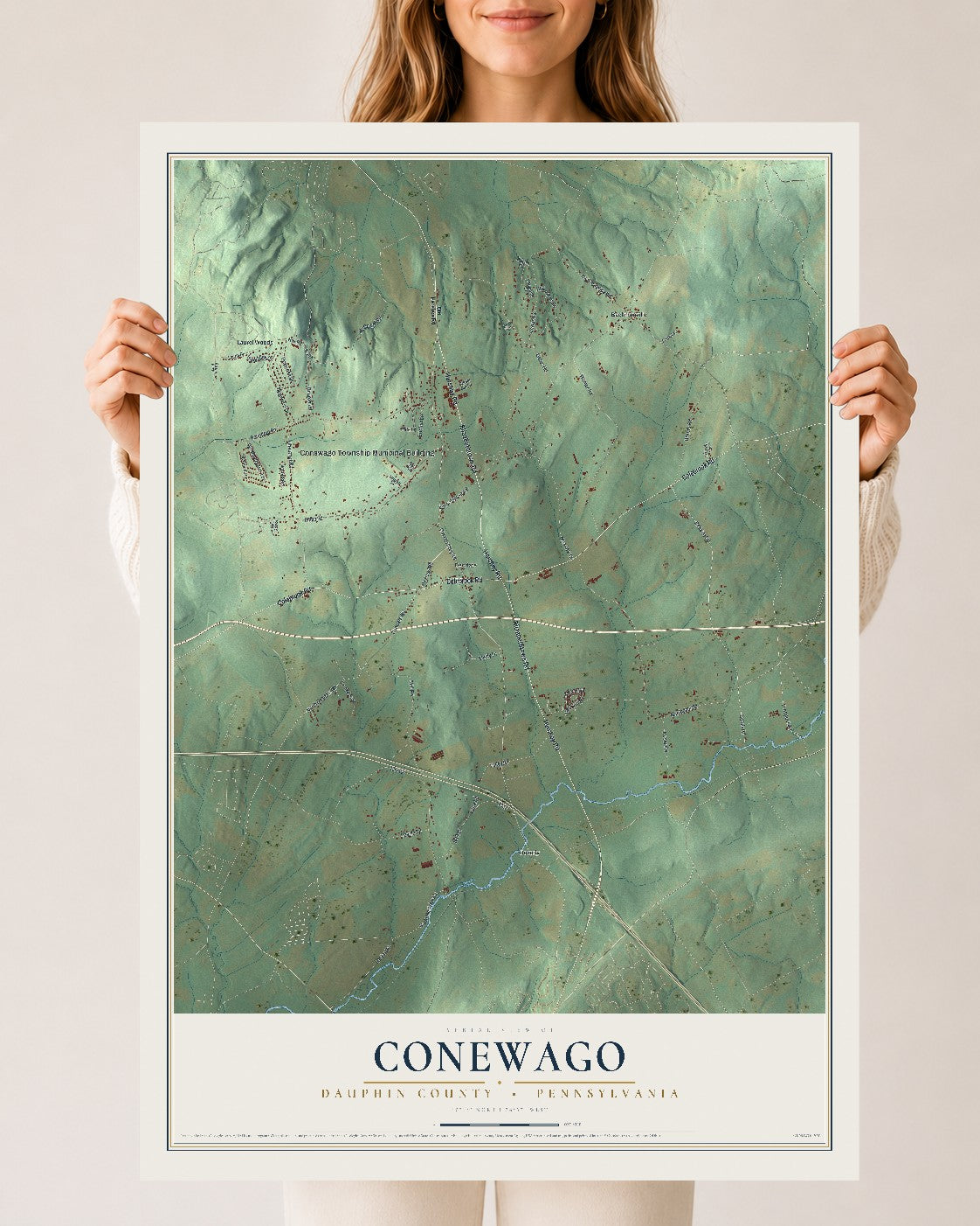 Map of Conewago, Dauphin County, Pennsylvania, 24 x 36 inch unframed archival matte print