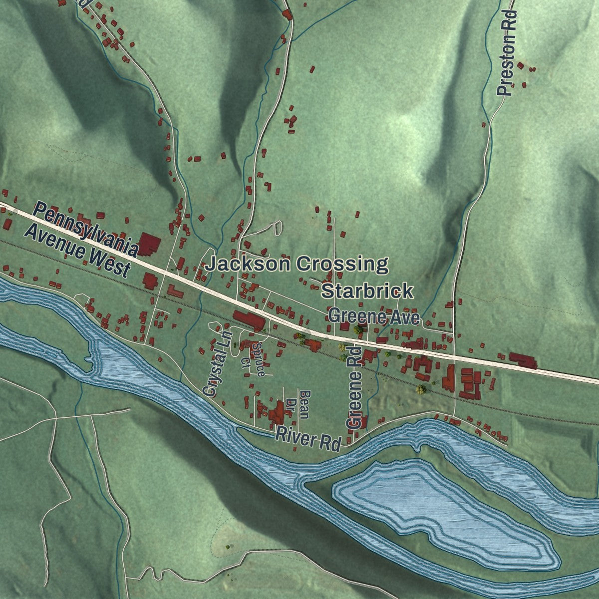 Close-up of the map of Conewango, Pennsylvania print showing street and building detail