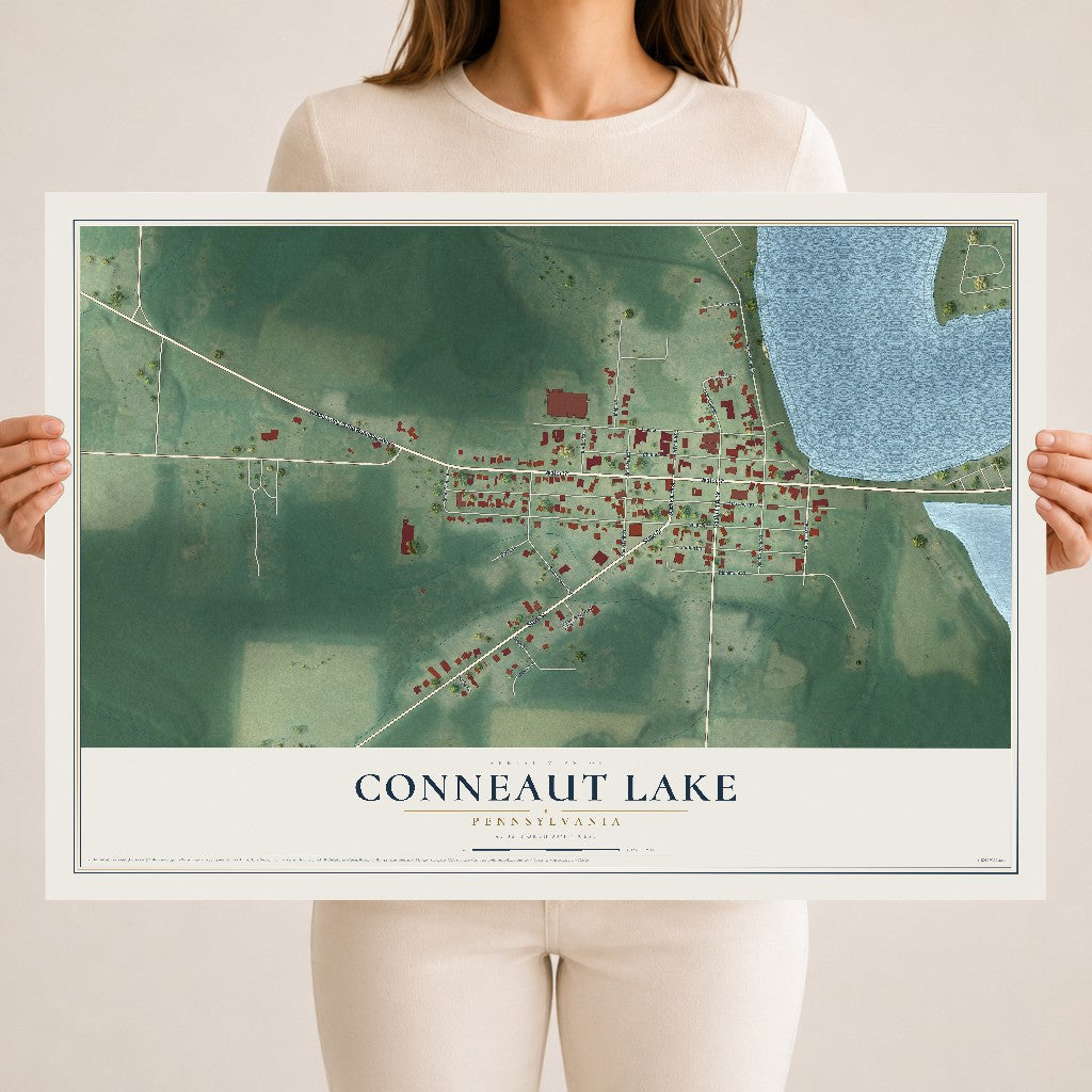 Map of Conneaut Lake, Pennsylvania, 18 x 24 inch unframed archival matte print