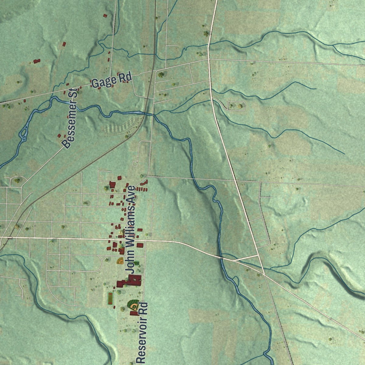 Close-up of the map of Conneaut, Erie County, Pennsylvania print showing street and building detail