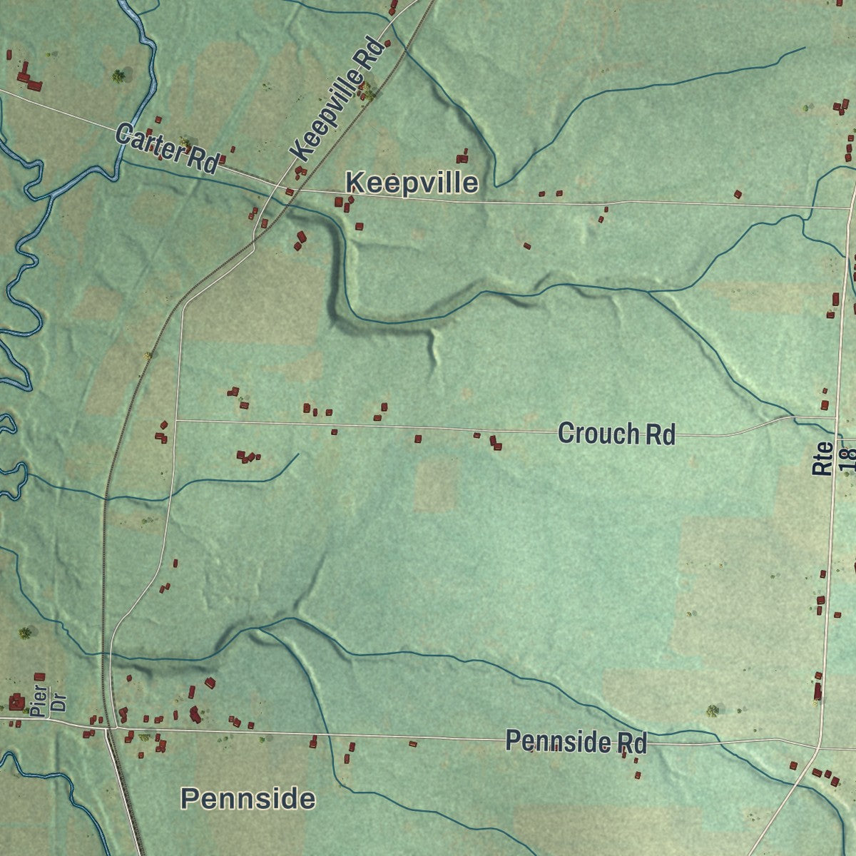 Second close-up of the map of Conneaut, Erie County, Pennsylvania print showing more streets and buildings
