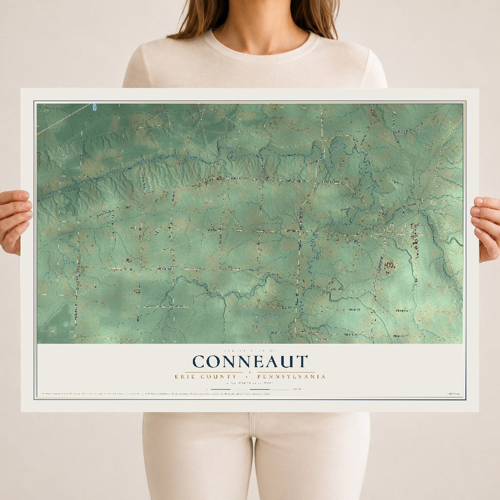 Map of Conneaut, Erie County, Pennsylvania, 18 x 24 inch unframed archival matte print