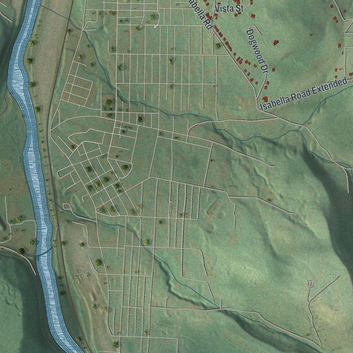 Second close-up of the map of Connellsville, Fayette County, Pennsylvania print showing more streets and buildings